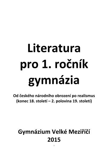 Literatura pro 1 ročník gymnázia