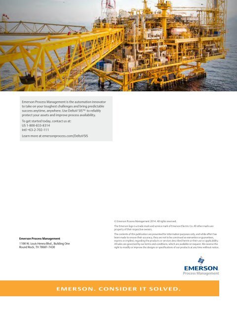DeltaV SIS brochure - Emerson Process Management