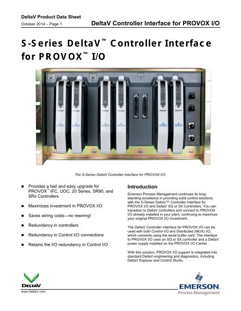 S-Series DeltaV Controller Interface for PROVOX I/O