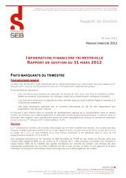 Rapport de gestion au 31 mars 2012 - Groupe SEB