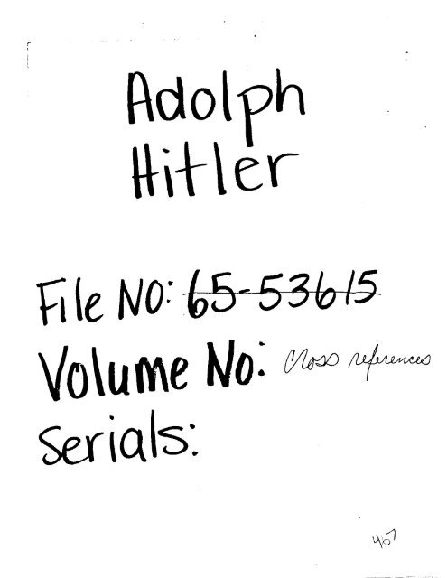 FBI Files - Adolph Hitler