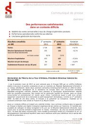 compte de resultat consolide - Groupe SEB