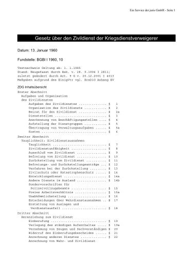 Gesetzestexte - Zivildienstgesetz (ZDG)