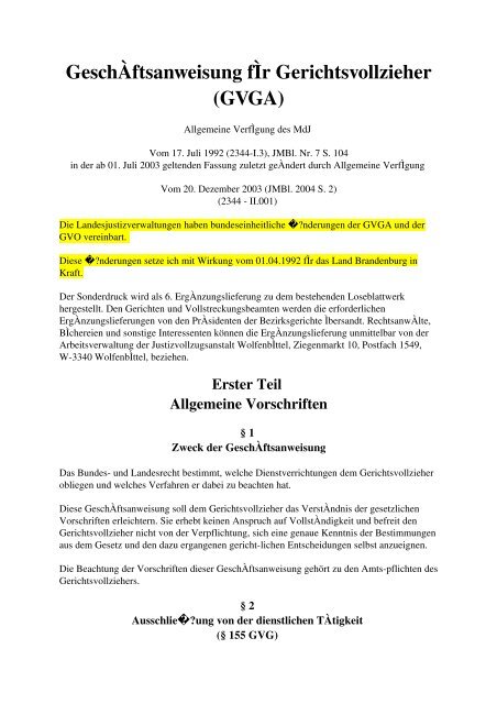 2008 12 12 Gvga Geschaftsanweisung Fur Gerichtsvollzieher