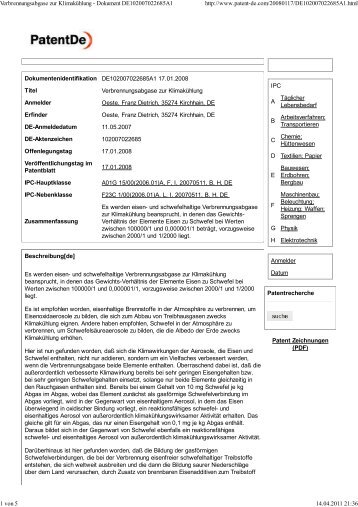 Verbrennungsabgase zur Klimakühlung - Dokument DE102007022685A1