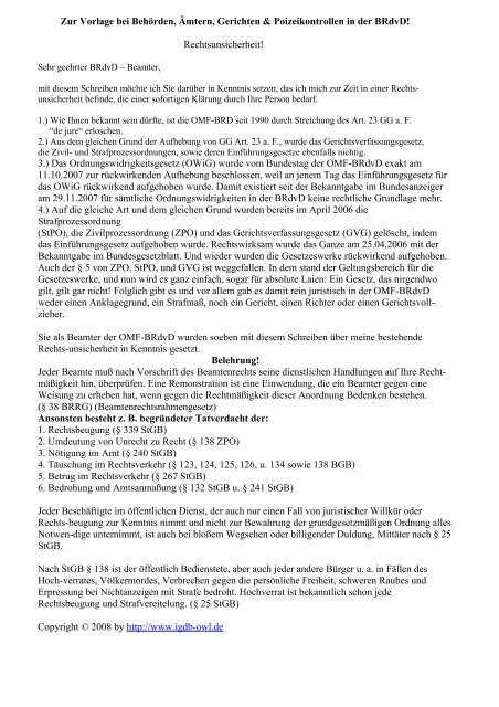 Zur Vorlage Bei Behorden Amtern Gerichten U S W