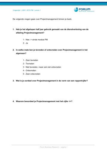 De volgende vragen gaan over Projectmanagement binnen ...