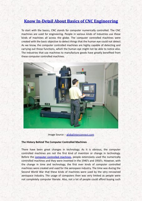 Know In Detail About Basics Of Cnc Engineering Know In Detail About Basics Of Cnc Engineering