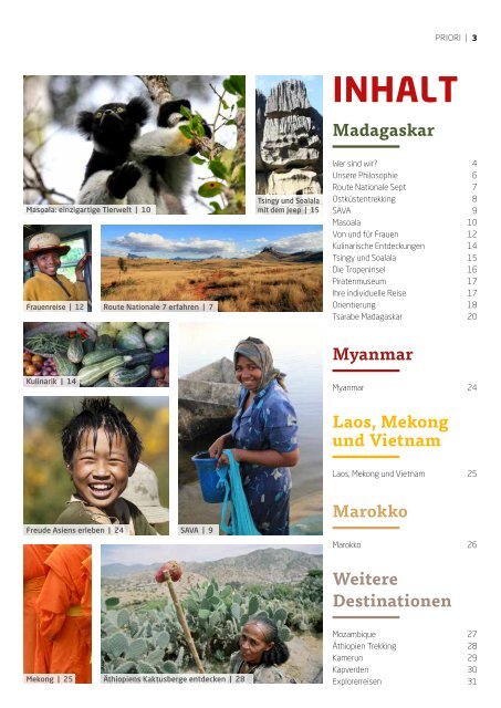 Reisen nach Madagaskar und in die Welt - PRIORI Katalog 2014