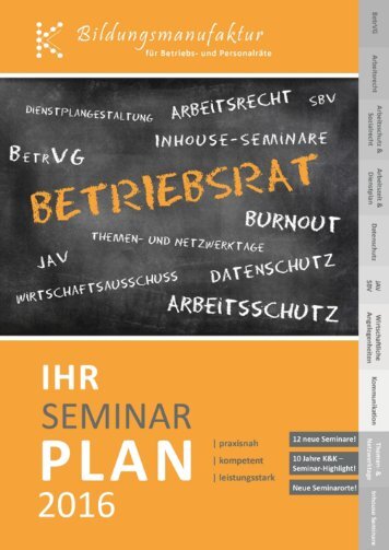 Der K&K Bildungsmanufaktur Seminarplan 2016