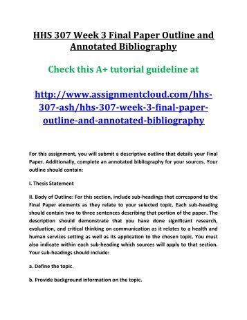 Prepare a definition statement and annotated bibliography