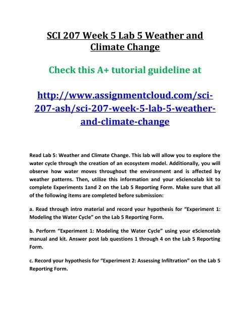 SCI 207 Week 5 Lab 5 Weather and Climate Change