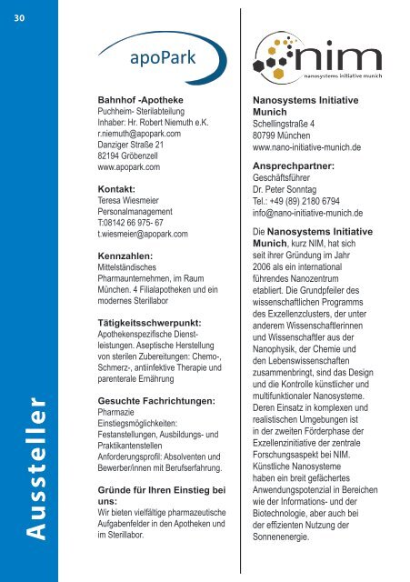 Careers in Chemie, Pharma, Biotech und Medizin 2015