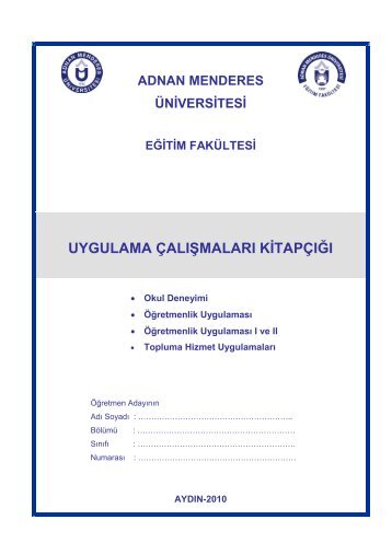 UYGULAMA ÇALIŞMALARI KİTAPÇIĞI