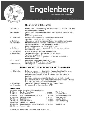 Nieuwsbrief oktober 2015