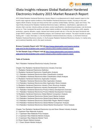 Global Radiation Hardened Electronics Industry 2015 Market Research Report