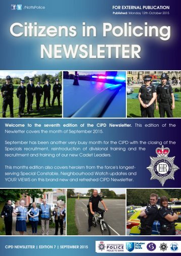 Citizens in Policing newsletter Edition seven - September 2015