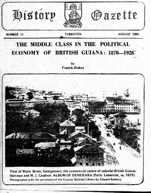 The Middle Class In The Political Economy Of British Guiana 18701928