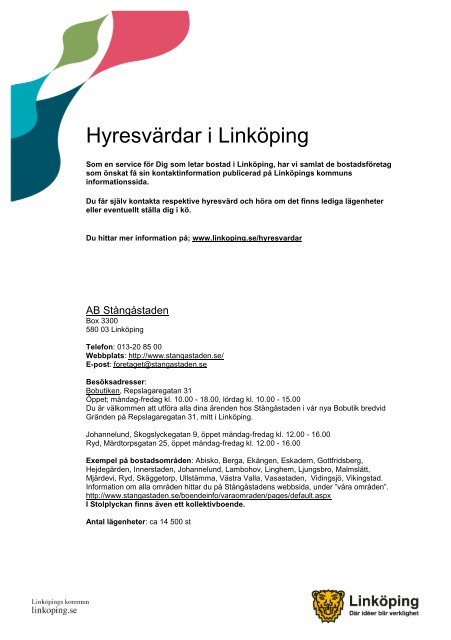 lediga lägenheter linköping