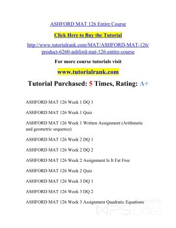 MAT 126 ASH Courses /TutorialRank