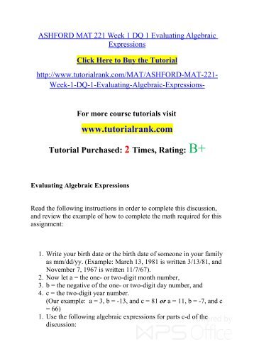 MAT 221 ASH Courses /TutorialRank