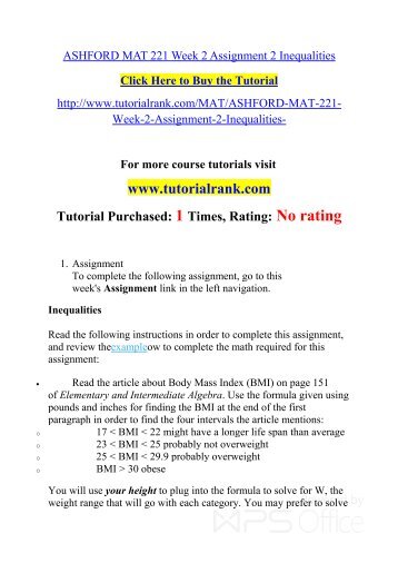 math 221 bmi inequalities Read this essay on math 221 entire course assignments come browse our large digital warehouse of free sample essays mat 221 week 2 assignment 2 inequalities the . math 221 bmi inequalities Read this essay on math 221 entire course assignments come browse our large digital warehouse of free sample essays mat 221 week 2 assignment 2 inequalities the .