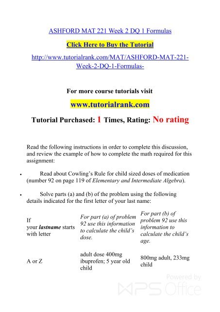 MAT 221 ASH Courses /TutorialRank