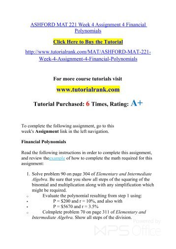 MAT 221 ASH Courses /TutorialRank