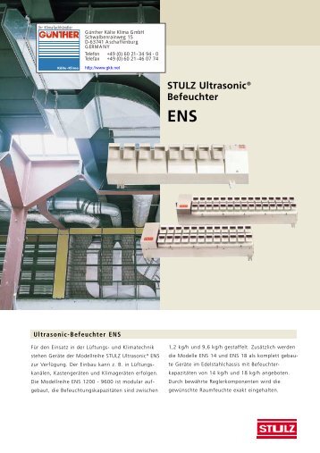 Stulz Ultrasonic Befeuchter ENS - Günther Kälte-Klima GmbH