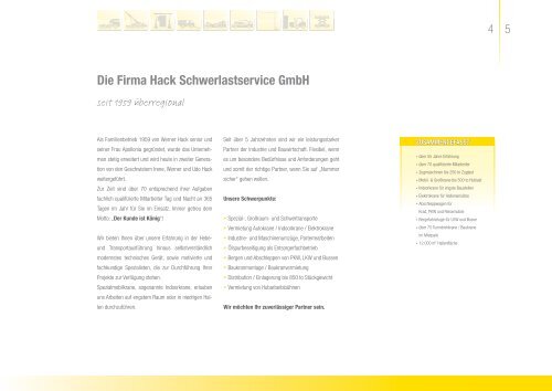 Imagebroschüre Hack Schwerlastservice