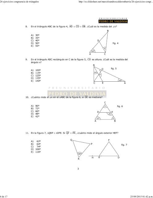 26 ejercicios congruencia de triángulos
