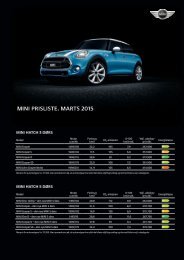 MINI prisliste Marts 2015 udsalgspris udsalgspris