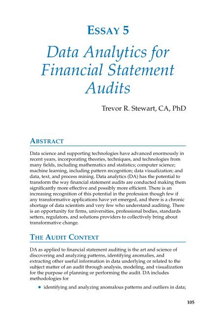 AUDIT ANALYTICS AUDIT