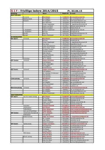 S I F - frivillige ledere 2014/2015