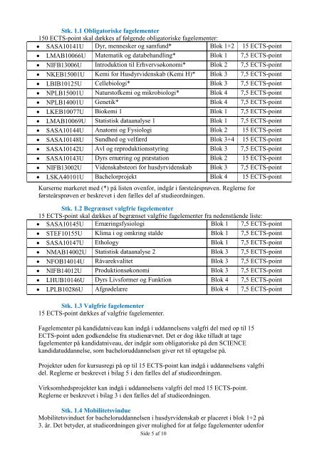 studieordningen for husdyrvidenskab - Det Natur- og ...