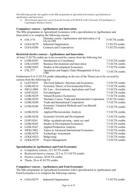 Programme-specific Section of the Curriculum for the MSc ...