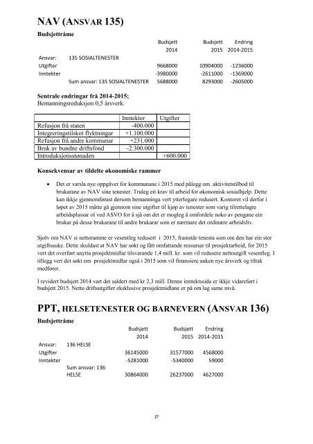 Årdal kommune Budsjett 2015 Økonomi og handlingsplan 2015 - 2018