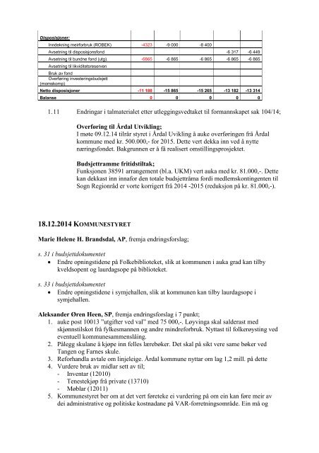 Årdal kommune Budsjett 2015 Økonomi og handlingsplan 2015 - 2018