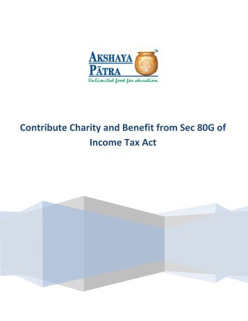 Contribute Charity and Benefit from Sec 80G of Income Tax Act