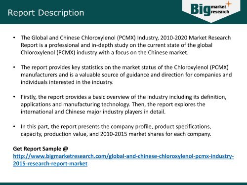 Chloroxylenol (PCMX) Industry,Global and Chinese - In Depth Market Overview 2015