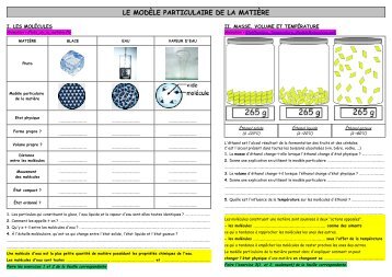 LE MODÈLE PARTICULAIRE DE LA MATIÈRE