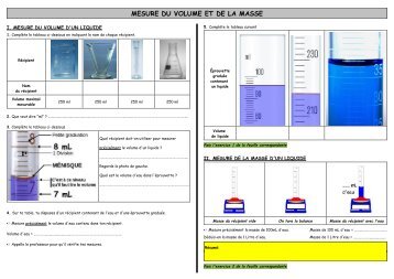 MESURE DU VOLUME ET DE LA MASSE