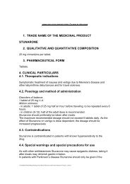 1. trade name of the medicinal product stunarone 2. qualitative and ...