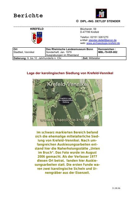Eine karolingische Siedlung in Krefeld-Vennikel - Archaeologie in ...