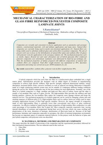 MECHANICAL CHARACTERIZATION OF BIO-FIBRE AND GLASS FIBRE REINFORCED POLYESTER COMPOSITE LAMINATE JOINTS