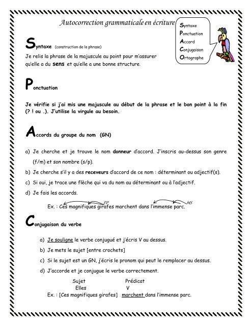 Syntaxe Ponctuation Accords Conjugaison