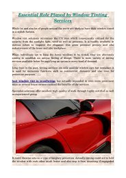 Essential Role Played by Window Tinting Services