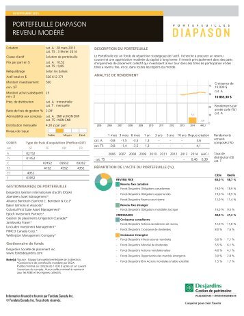 PORTEFEUILLE DIAPASON REVENU MODÉRÉ