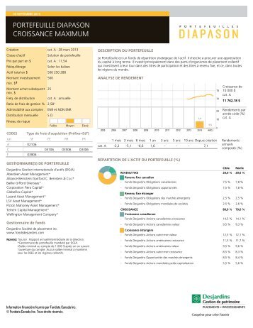 PORTEFEUILLE DIAPASON CROISSANCE MAXIMUM