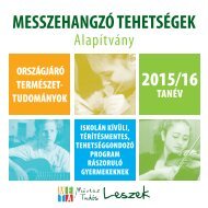 Országjáró Természettudományok évközi tehetséggondozó program 2015/16